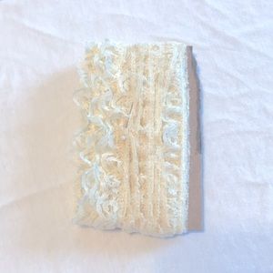 Vintage ruffled cream colored lace  10-1/4 yards X 1 inch. Hand crafted $10.